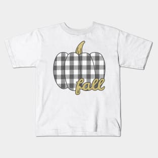 Fall Flannel Gold Pumpkin Kids T-Shirt